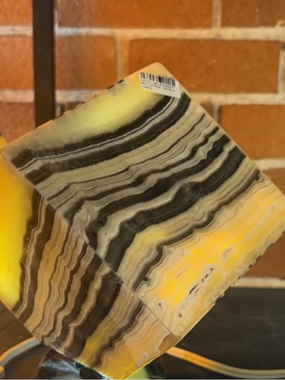 Yellow and Black Band Agate Cube Decorative Stone